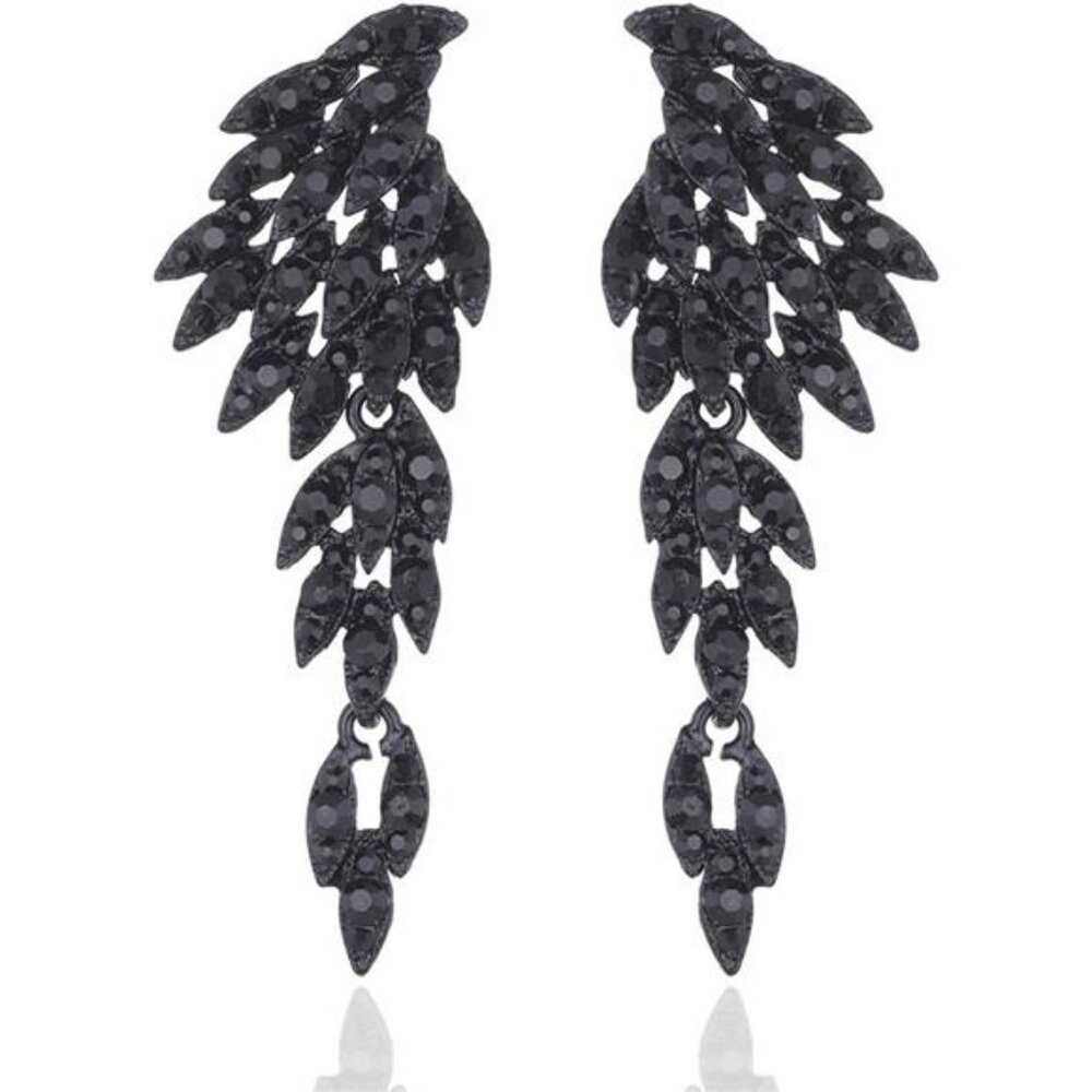Statement Angel Wings Crystal Rhinestone Earrings